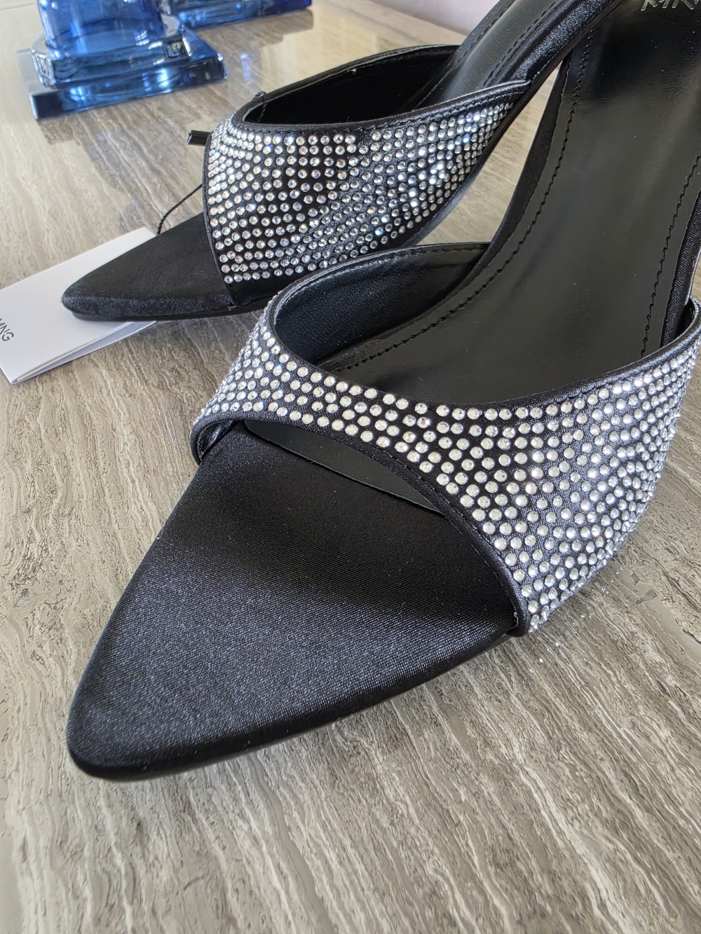 Mango Black Rhinestone Pointed-Toe Mule - Picture 3 of 13